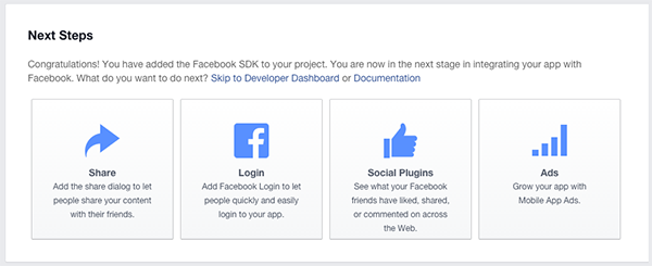 Facebook New App Next Steps